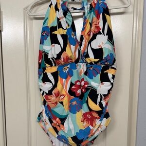 Anne Cole Multicolor Floral Halter One-Piece Swimsuit